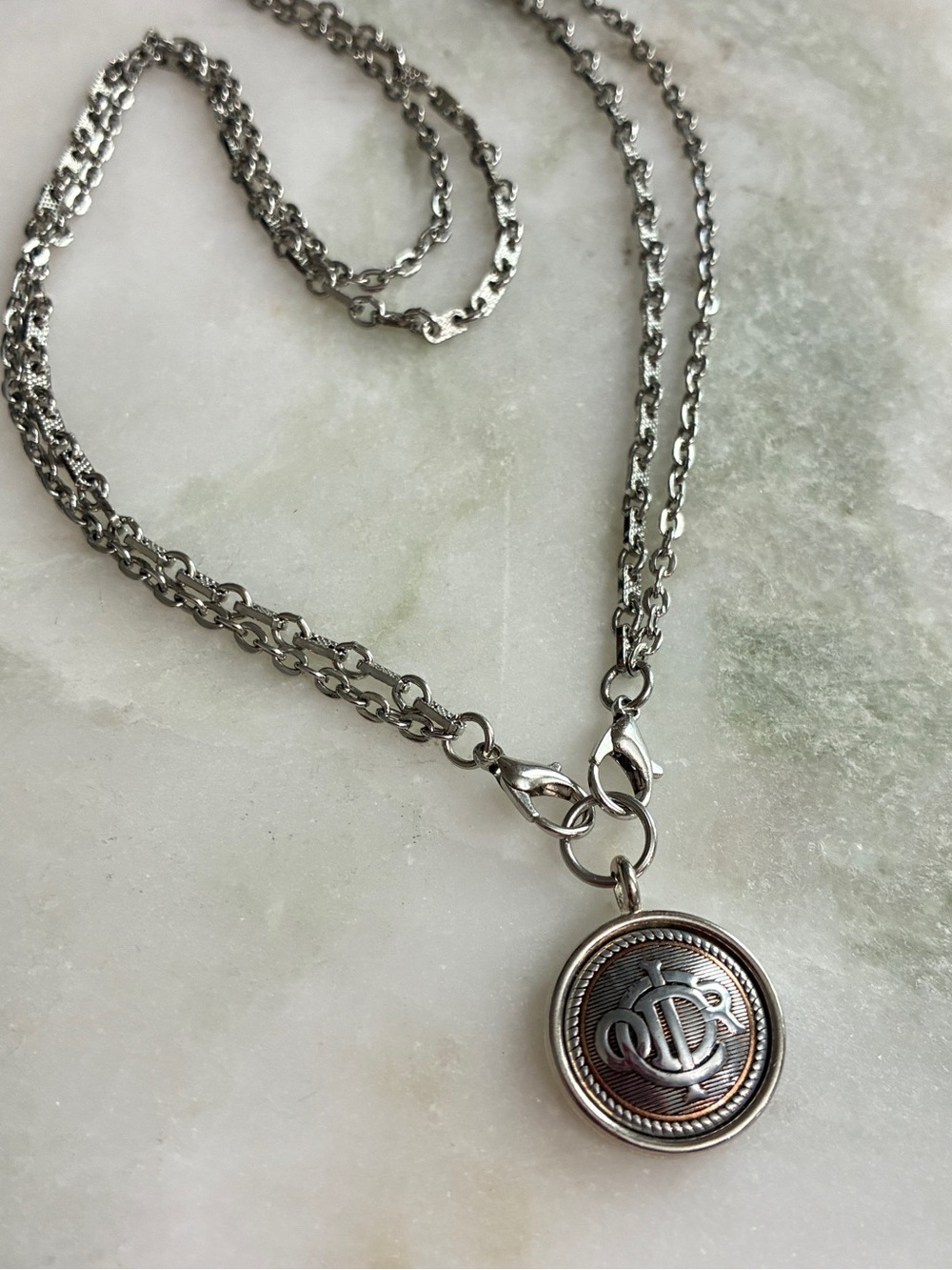 Vintage Dior Button Necklace Pendant Upcycled